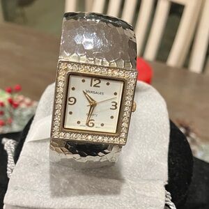 Versales Silver and Gold bangle Quartz Watch